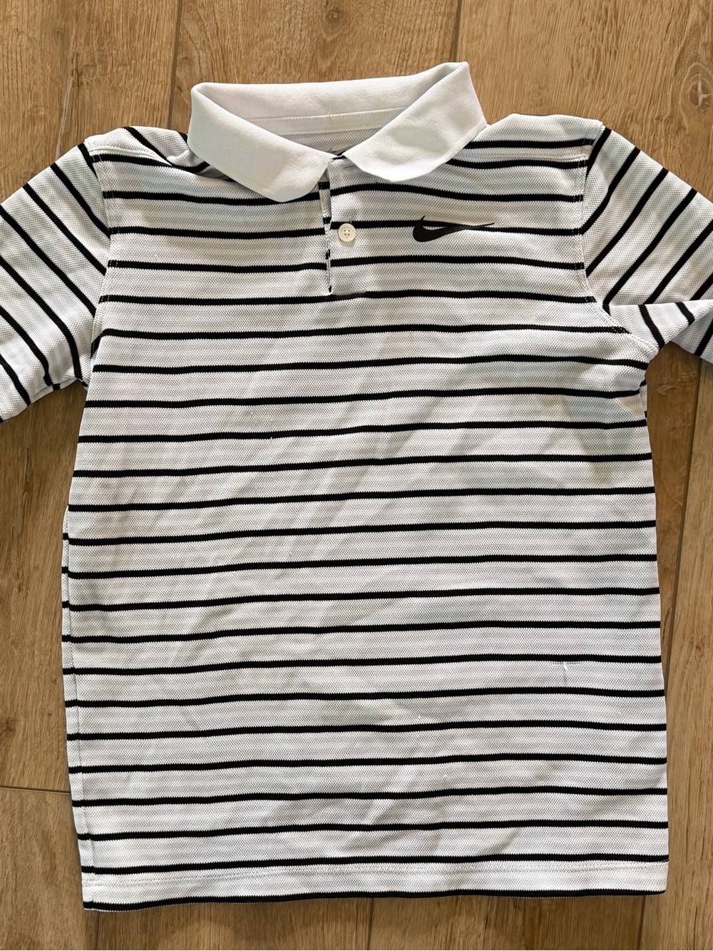 Nike White Polo with Black Stripes for Kids